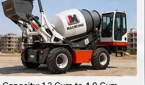 Self-loading concrete mixer